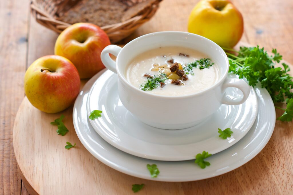 Apples and roasted butternut squash for soup