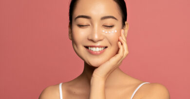 a female model who is happy with her skin health