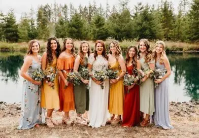 a group of ladies at a wedding with flowers